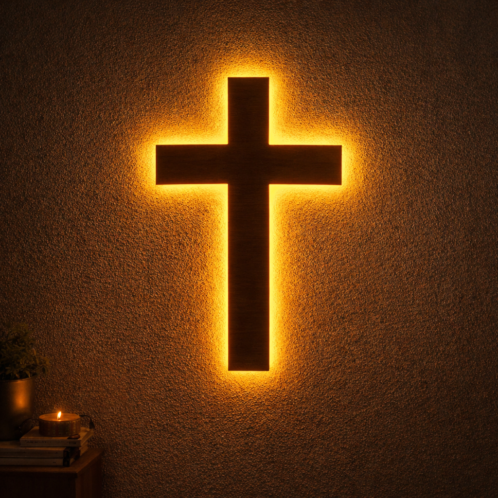LED Christian Cross Wall Decor | Premium Backlit Spiritual Home Décor