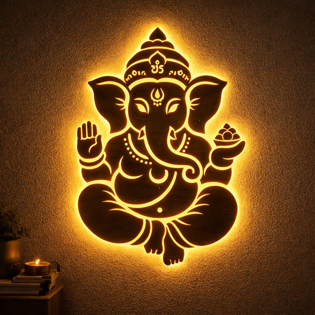 LED Ganesha Wall Decor | Premium Backlit Spiritual Home Décor
