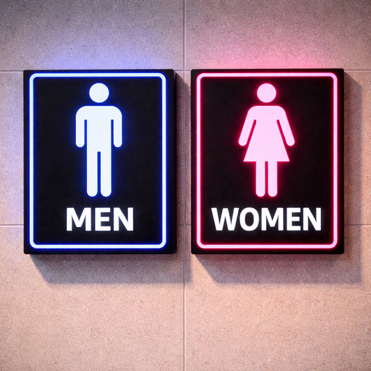 LED Men & Women Washroom Signage | Restroom Directional Sign (Pair)