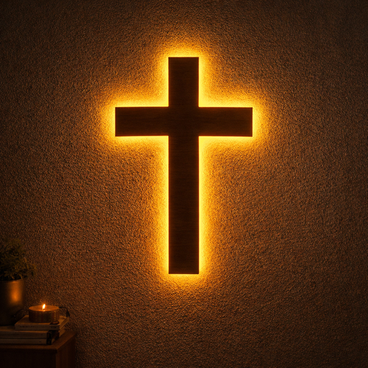 LED Christian Cross Wall Decor | Premium Backlit Spiritual Home Décor