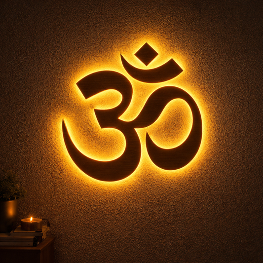 LED Om Symbol - Gayatri Mantra Wall Decor | Premium Spiritual Backlit Home Décor